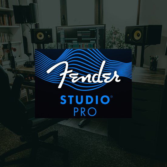 Fender Studio Pro logosu ve stüdyo kurulumu